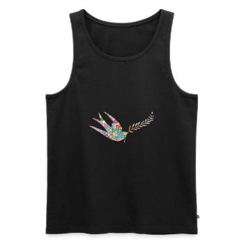 Peace dove hippie flower power - Débardeur bio Premium Homme - noir - Devant - AI Model Male 178 light (178cm)