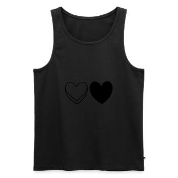 Black and White Herzen - Männer Premium Bio Tank Top - Schwarz - Vorne - Michal (187cm)
