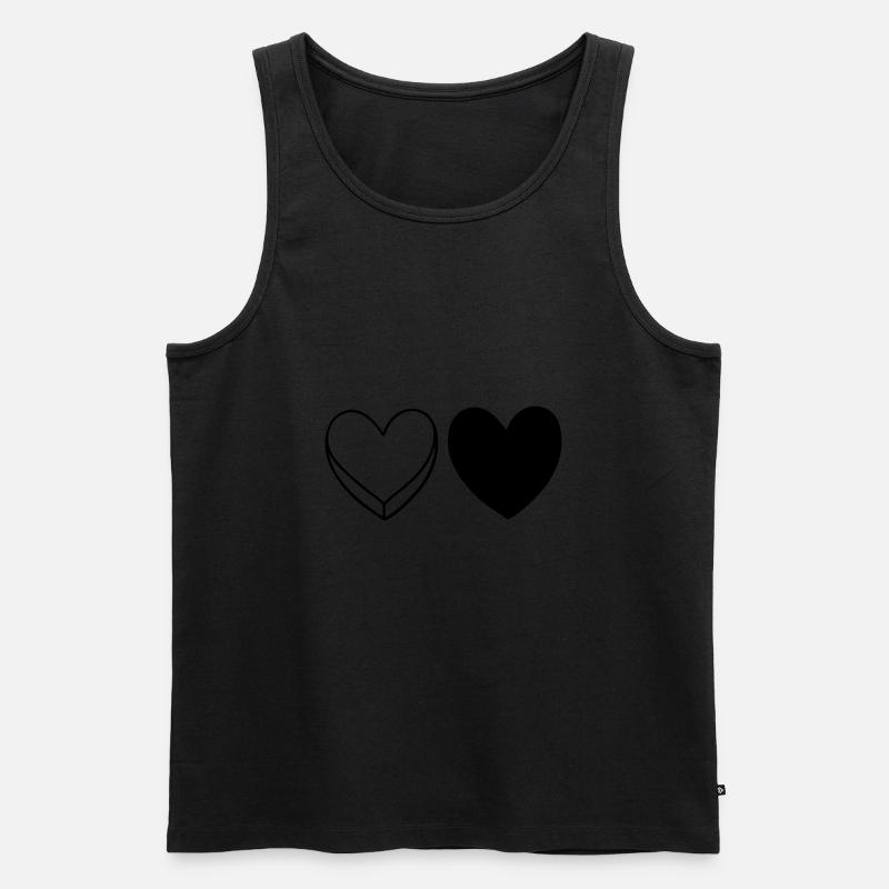 Black and White Herzen - Männer Premium Bio Tank Top - Schwarz