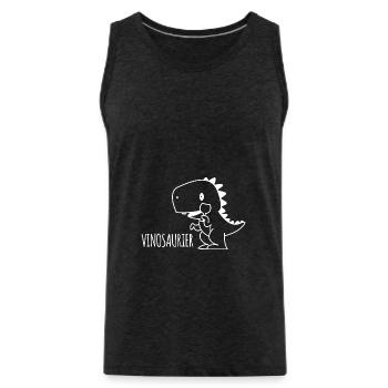 Vinosaurier Geschenk Spruch Party Wein Alkohol - Männer Premium Bio Tank Top - Anthrazit - Vorne - Alexander (188cm)