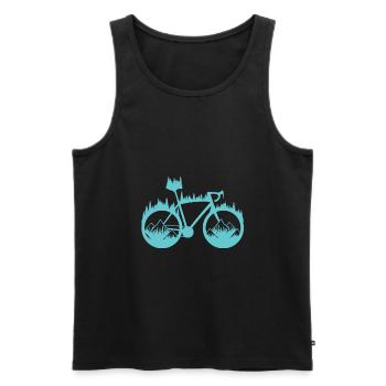 Forest Silhouette Gift Bicycle Cyclist Sport - Men's Premium Organic Tank Top - black - Front - AI Model Male 178 light (178cm)