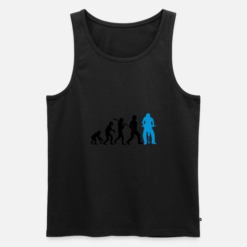 Logo Evolution Presslufthammer - Männer Premium Bio Tank Top - Schwarz