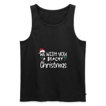 Nous vous souhaitons un Noël beachy, drôle de Noël - Débardeur bio Premium Homme - noir - Devant - Michal (187cm)