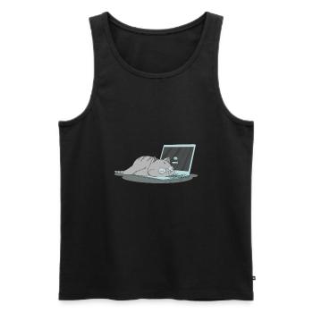 Sleeping cat home office - Men's Premium Organic Tank Top - black - Front - AI Model Male 178 light (178cm)