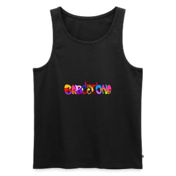 Barcelona die Stadt der glücklichen Menschen - Männer Premium Bio Tank Top - Schwarz - Vorne - Michal (187cm)