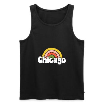 Chicago 70er Jahre Hippie - Männer Premium Bio Tank Top - Schwarz - Vorne - AI Model Male 178 light (178cm)
