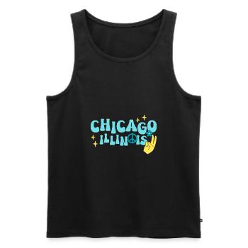 Chicago 70er Jahre Hippie - Männer Premium Bio Tank Top - Schwarz - Vorne - AI Model Male 178 light (178cm)