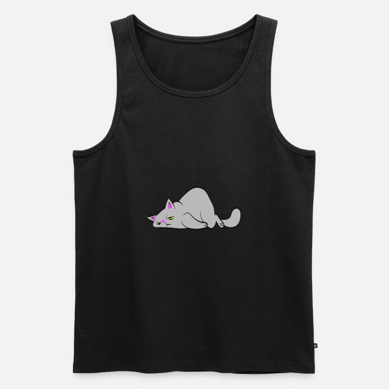 Müde Katze - Männer Premium Bio Tank Top - Schwarz