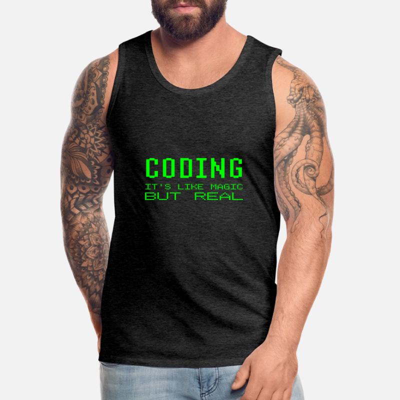 Coder c'est comme de la magie mais une vraie blague de programmation Débardeur bio Premium Homme