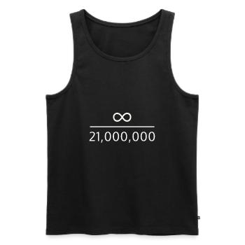 L’infini divisé par 21 millions de Mio Crypto Bitcoin - Débardeur bio Premium Homme - noir - Devant - Michal (187cm)