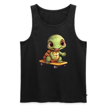 Skateboarding turtle, sporty animal design - Men's Premium Organic Tank Top - black - Front - AI Model Male 178 light (178cm)