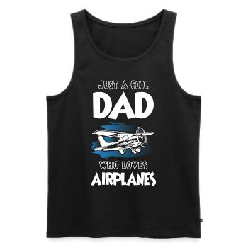 Just a Cool Dad Who Loves Airplanes - Men's Premium Organic Tank Top - black - Front - AI Model Male 178 light (178cm)