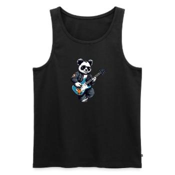 Panda guitariste bassiste - Débardeur bio Premium Homme - noir - Devant - Michal (187cm)