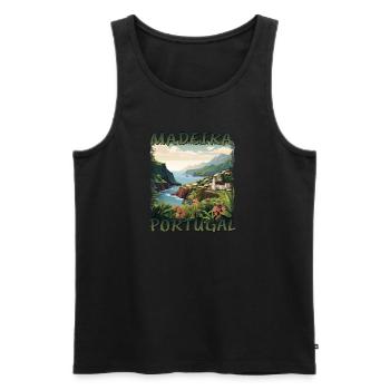 Madeira Portugal in grunge style - Men's Premium Organic Tank Top - black - Front - Michal (187cm)