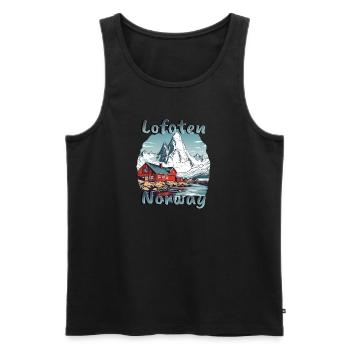 Lofoten Norway Natural Paradise - Men's Premium Organic Tank Top - black - Front - Michal (187cm)