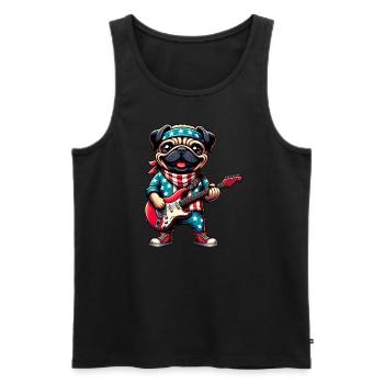 Pug Guitarist - Men's Premium Organic Tank Top - black - Front - Michal (187cm)