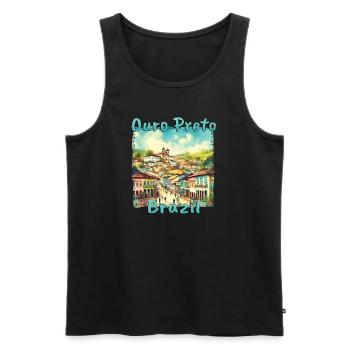 Ouro Preto Brésil - Architecture coloniale à - Débardeur bio Premium Homme - noir - Devant - AI Model Male 178 light (178cm)