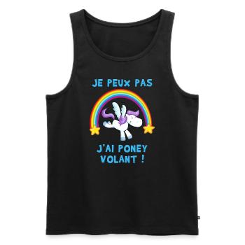 Je peux pas j'ai Poney volant ! - Débardeur bio Premium Homme - noir - Devant - Michal (187cm)