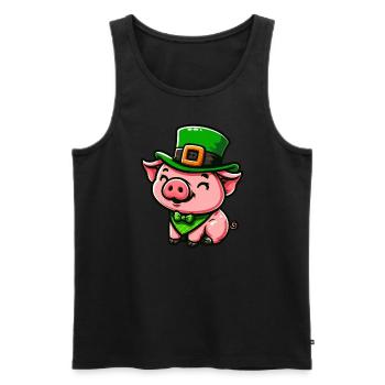 Dessin animé mignon de cochon de Saint-Patrick - Débardeur bio Premium Homme - noir - Devant - AI Model Male 178 light (178cm)