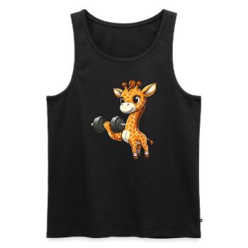 Giraffe Bench Press Workout - Men's Premium Organic Tank Top - black - Front - AI Model Male 178 light (178cm)