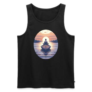 Voilier, Méditation, Coucher De Soleil, Nature - Débardeur bio Premium Homme - noir - Devant - Michal (187cm)