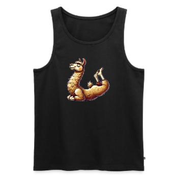 Lama Alpaga Yoga Gymnastique Gymnastique Drôle - Débardeur bio Premium Homme - noir - Devant - Michal (187cm)