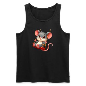 Cute Mouse Rat Rocking Cartoon Playground - Men's Premium Organic Tank Top - black - Front - Michal (187cm)