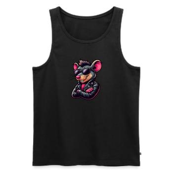 Coole Maus Ratte 50er 60er Lederjacke Sonnenbrille - Männer Premium Bio Tank Top - Schwarz - Vorne - AI Model Male 178 light (178cm)