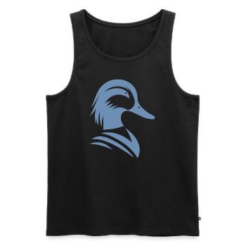 Minimalist Duck Silhouette Portrait - Men's Premium Organic Tank Top - black - Front - AI Model Male 178 light (178cm)