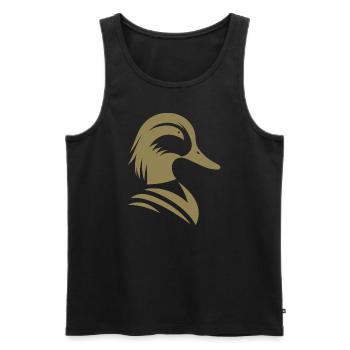 Minimalist Duck Silhouette Portrait - Men's Premium Organic Tank Top - black - Front - AI Model Male 178 light (178cm)