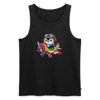 Penguin Pilot Flight License Airplane Propeller Machin - Men's Premium Organic Tank Top - black - Front - AI Model Male 178 light (178cm)