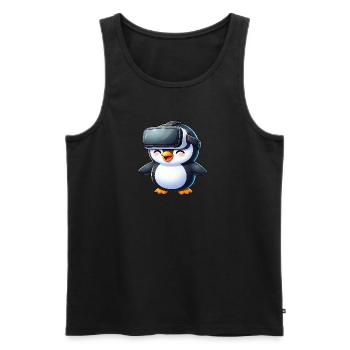 Penguin VR Gamer Future Science Fiction - Men's Premium Organic Tank Top - black - Front - AI Model Male 178 light (178cm)