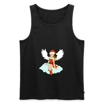 Weihnachtsengel brünett wartet auf Santa - Männer Premium Bio Tank Top - Schwarz - Vorne - AI Model Male 178 light (178cm)