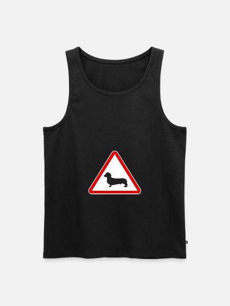 Traffic sign caution dachshund sign dog - Men's Premium Organic Tank Top - black