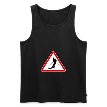 Panneaux de signalisation ski Attention Panneau skieur - Débardeur bio Premium Homme - noir - Devant - AI Model Male 178 light (178cm)