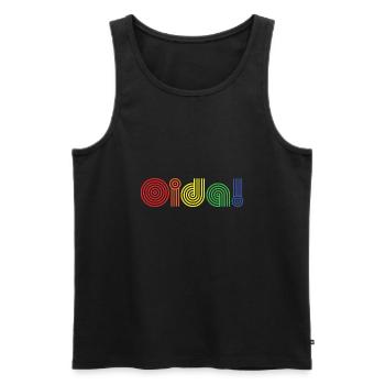 Oida! arc en ciel - Débardeur bio Premium Homme - noir - Devant - AI Model Male 178 light (178cm)