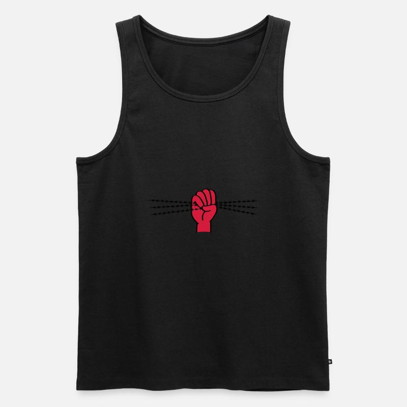 Symbole de protestation avec des barbelés. Poing serré. - Débardeur bio Premium Homme - noir