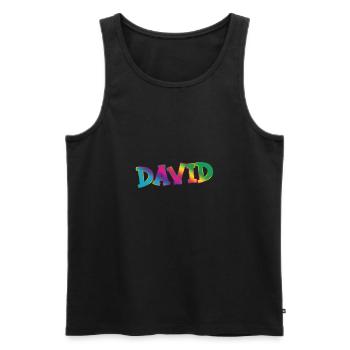 David - Men's Premium Organic Tank Top - black - Front - AI Model Male 178 light (178cm)