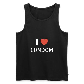i love condom - Débardeur bio Premium Homme - noir - Devant - Michal (187cm)