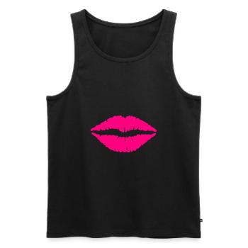 Lèvres kissing lèvres rose - Débardeur bio Premium Homme - noir - Devant - AI Model Male 178 light (178cm)