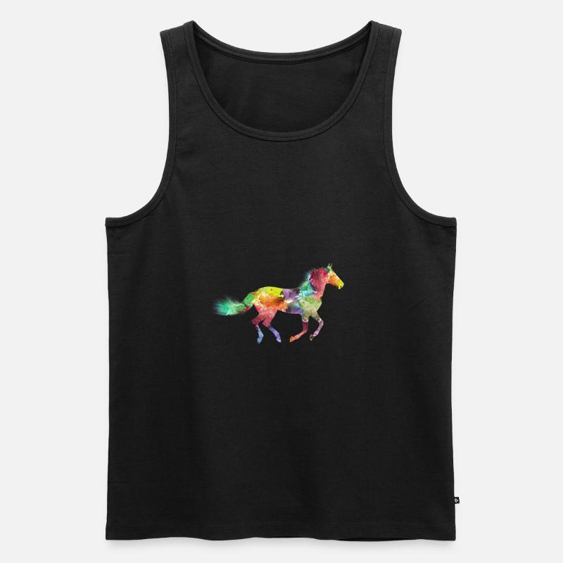 Rainbow Horse - Männer Premium Bio Tank Top - Schwarz