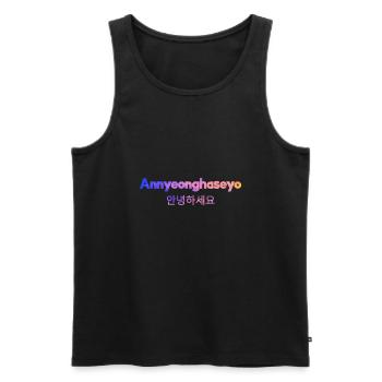 Koreanisch Sprache Begrüßung - Männer Premium Bio Tank Top - Schwarz - Vorne - AI Model Male 178 light (178cm)