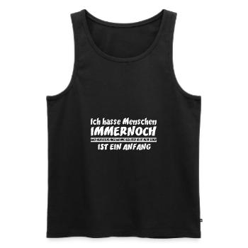 Ich hasse Menschen vintage Design - Männer Premium Bio Tank Top - Schwarz - Vorne - Michal (187cm)