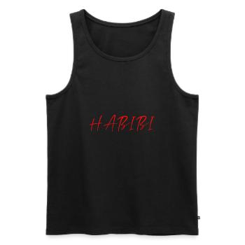 Arabe: Habibi. Chérie chérie amour amour - Débardeur bio Premium Homme - noir - Devant - Michal (187cm)