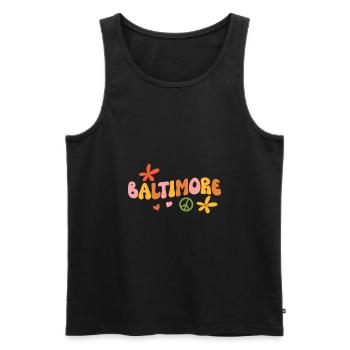 Baltimore - Männer Premium Bio Tank Top - Schwarz - Vorne - AI Model Male 178 light (178cm)