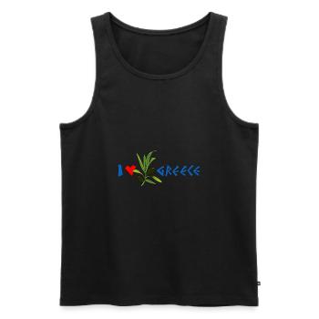 Ich liebe Griechenland mit Olivenbäumen - Männer Premium Bio Tank Top - Schwarz - Vorne - AI Model Male 178 light (178cm)