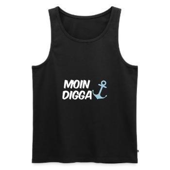 Moin Digga Hamburg - Männer Premium Bio Tank Top - Schwarz - Vorne - AI Model Male 178 light (178cm)