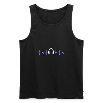 Herzschlag Kopfhoerer Musik Techno Music Festival - Männer Premium Bio Tank Top - Schwarz - Vorne - AI Model Male 178 light (178cm)