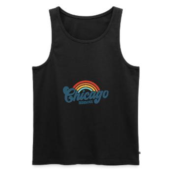 Chicago 70er Jahre Hippie - Männer Premium Bio Tank Top - Schwarz - Vorne - AI Model Male 178 light (178cm)