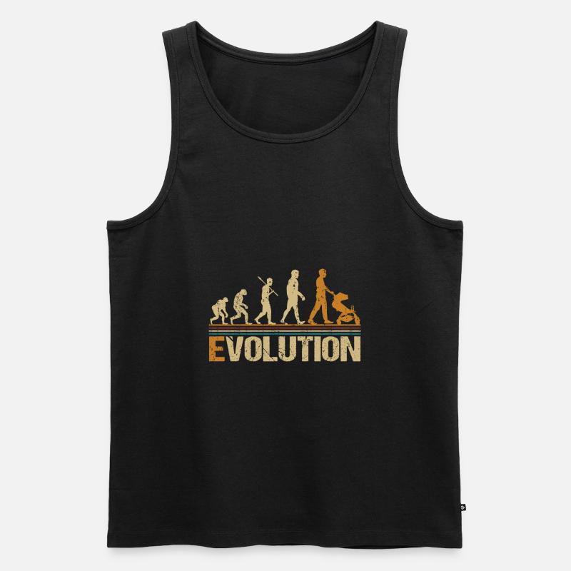 Papa Vater mit Kinderwagen Evolution - Männer Premium Bio Tank Top - Schwarz